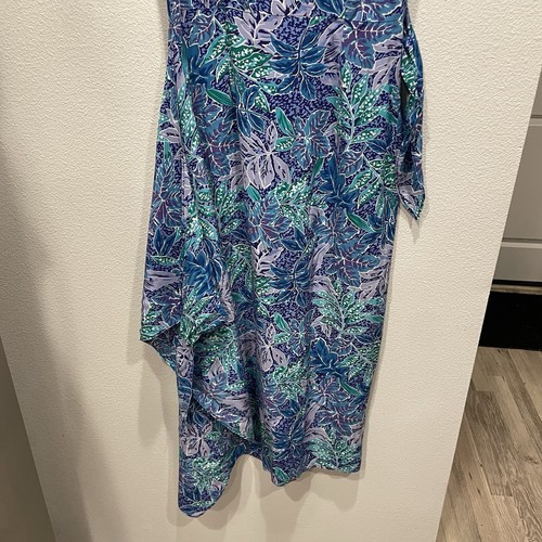 Maggy London Kenneth Nolan Floral Wrap Dress BLUE 100% Silk MIDI- MAXI 50" SZ 6 - Picture 10 of 16