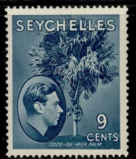 SEYCHELLES GVI SG138a, 9c grey-blue, M MINT. Cat £35. CHALKY