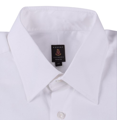 NEW Robert Talbott Solid White Cotton French Cuff Formal Dress Shirt 17 Trim Fit - Picture 2 of 7