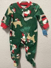 Carter's 3-Month Baby 1-Piece Christmas Santa Fleece Footie Pajamas, Green, New