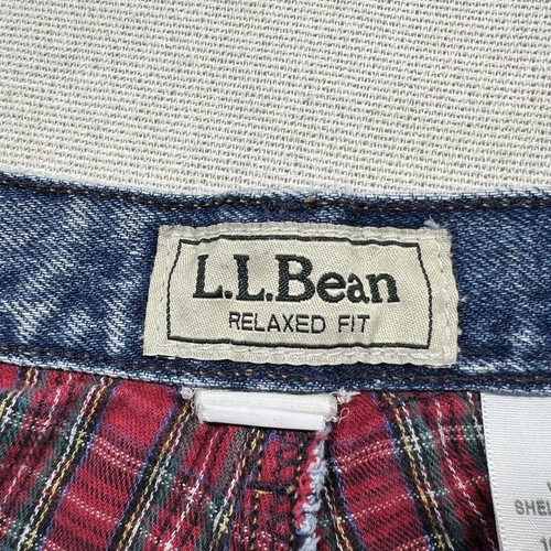 VTG LL Bean Jeans Womens 8 M/T Blue Flannel Lined Relaxed Fit Plaid Cotton Warm - Picture 17 of 20