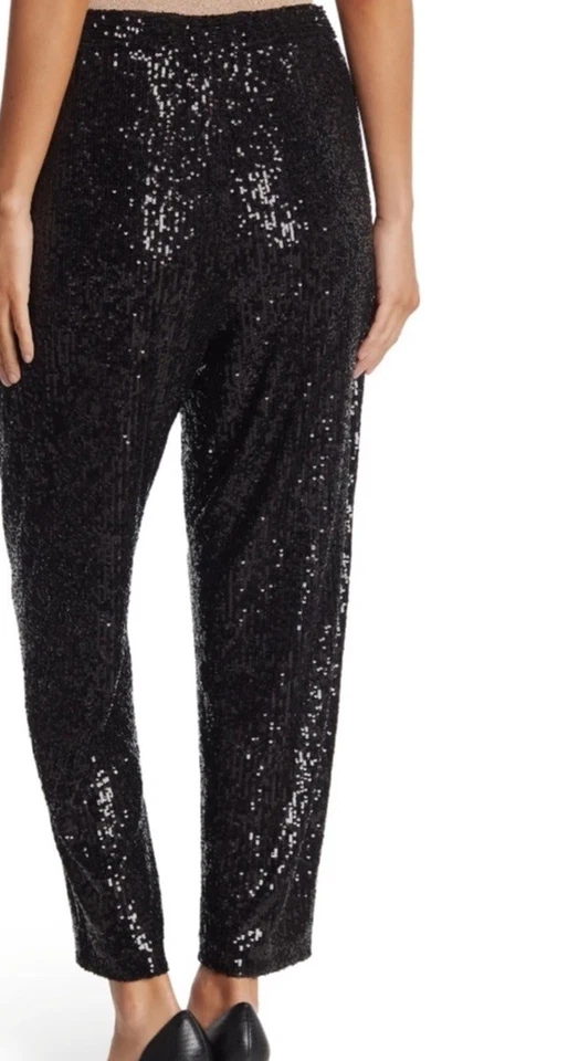 NWT $268 Trina Turk Women's Black Sequin Sparkler Pants Party Holiday Sz XL - Image 2 of 4