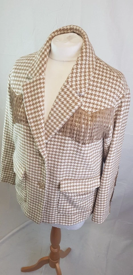 ICHI Ladies Beige & White  Blazer with Tassels Size 12 BNWT - Image 2 of 4