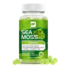 Organic Sea Moss Gummies 1200mg - Irish sea Moss,Bladderwrack, Immune Supplement