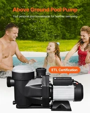 Above Ground Pool Pump;1.5HP;122 GPM Max Flow Single Speed Swimming Pool Pump;22