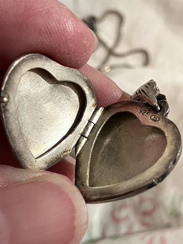 Vintage Sterling Silber Herz Medaillon Anhänger Halskette 18" Kette 925 - Bild 3 von 7