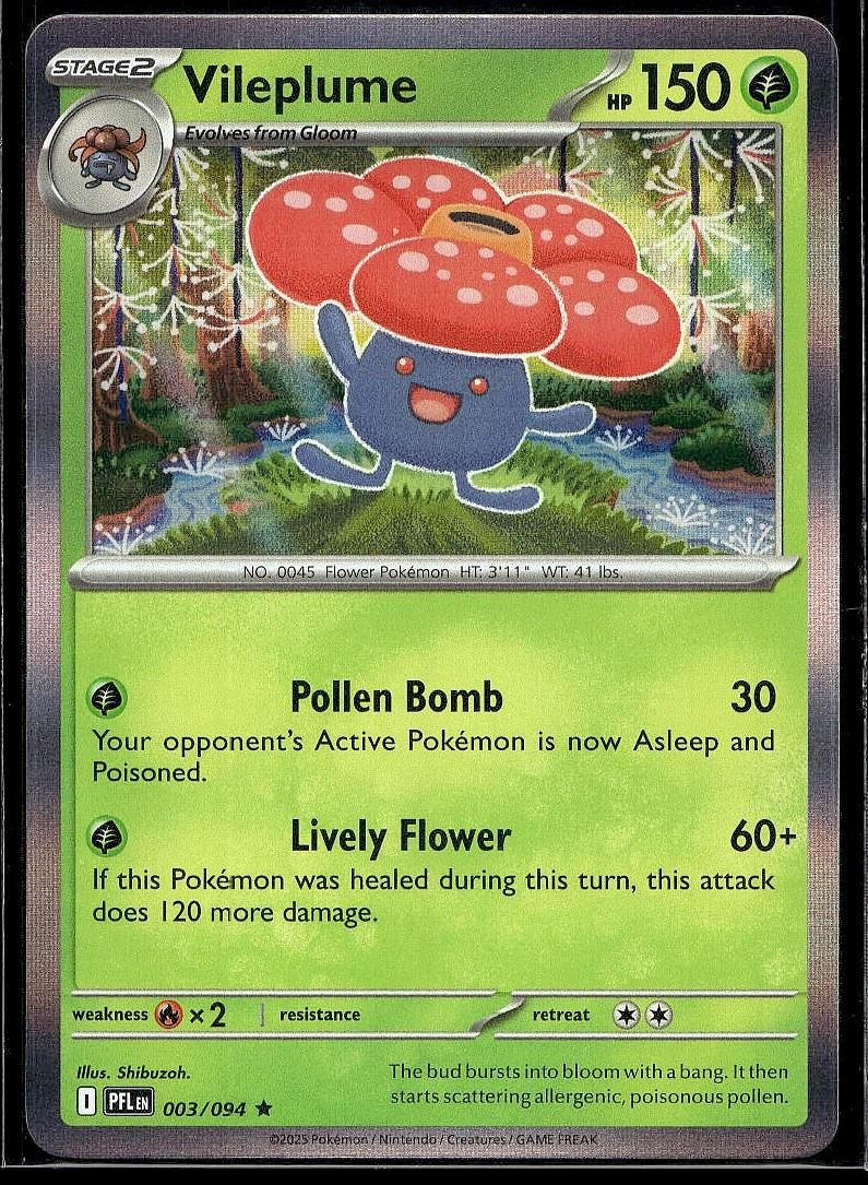 Vileplume 003/094 Rare Phantasmal Flames Pokemon Holo Near Mint B10G10