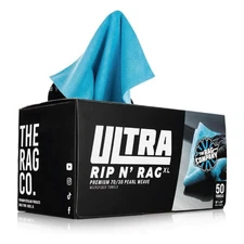 16x16 Blue Microfiber Towels on a Roll 50 Count Easy Tear Reusable Cleaning C...