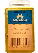 Mustad 32755 Size 10 Aberdeen Jig Hook Gold 100 Count Package