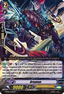 Bushiroad Cardfight Vanguard Greymyu G-BT06/054EN C Shadow Paladin