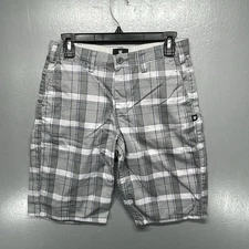 DC Shoes Chino Shorts Mens Size 28 Gray White Plaid