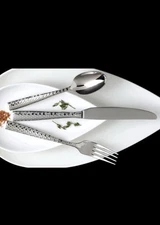 Lucca Flatware Set, 5-Piece, Faceted Stainless