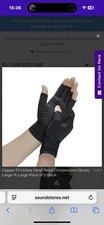 Copper Fit Hand Relief Compression Gloves Infused With Copper Size M