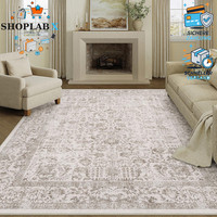 Teppich Waschbar Hellbraun 240X300Cm Retro Rutschfest Kurzflor Wohnzimmer