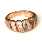 Vtg Ring MARKED SX 925 STERLING SILVER Size 8 Opal Gold Wash Band Jewelry lot y