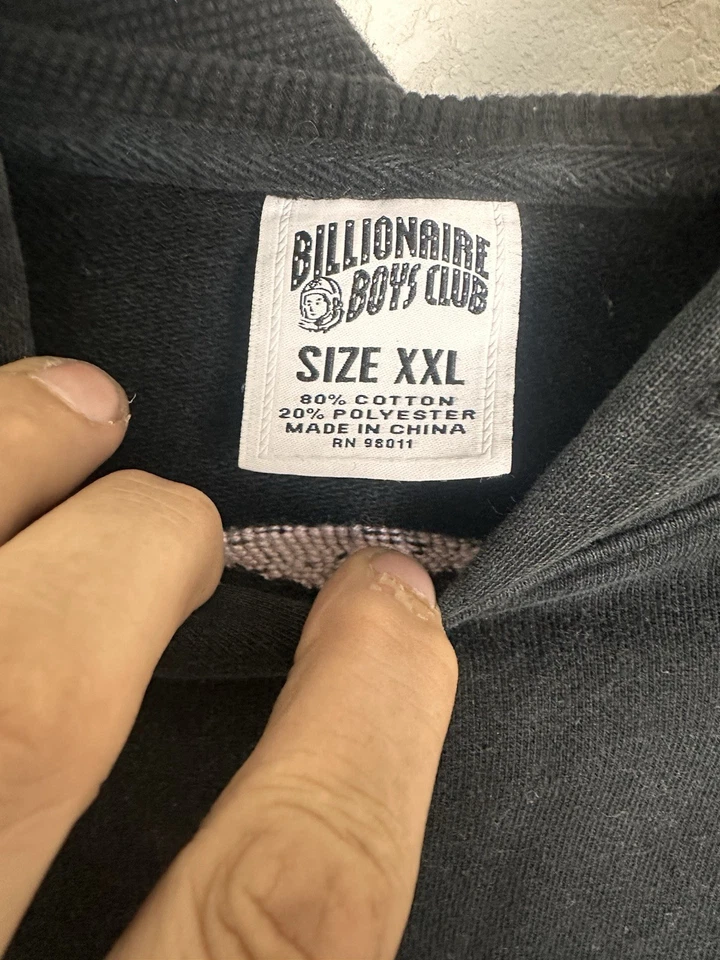 Billionaire Boys Club Hoodie Knit Embroidered Astronaut Black Sweatshirt Sz 2XL - Image 4 of 4