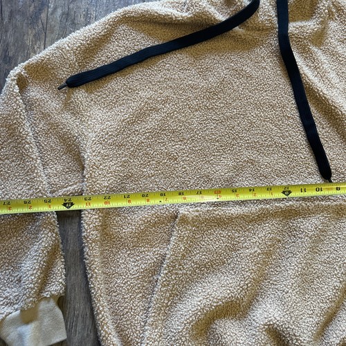 Forever 21 Hoodie Jacket Men's M Camel Brown Sherpa Fleece Pullover Furry Winter - Picture 5 of 7