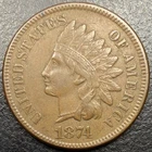 1874 Indian Head Cent Penny IHC 1c BETTER DATE Choice Original VF+ Full LIBERTY