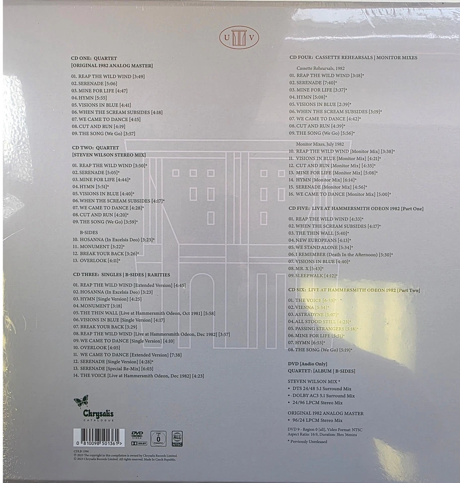 Ultravox Quartet Deluxe Edition 6 CD 1 DVD Box Set Remastered 2023 remastered Foto 3 de 4