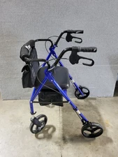 Hugo Elite Rollator Walker with Seat Backrest Saddle Bag Folding - Blue