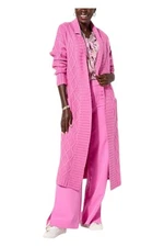 G by Giuliana Women's Black Label Cable Knit Belted Cardigan Pink