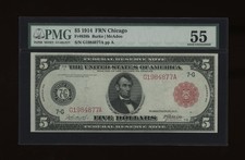 DBR 1914 $5 FRN Red Seal Chicago Fr. 838b PMG 55 Serial G1984877A