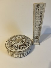 Whitewash Wood Bowl Dried Flower Holder Vase