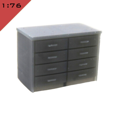 1x 3D gedrucktes BÜROSCHUBLADENSCHRANK 1:76 OO Modell Miniatur Innenraum Landschaft Layout