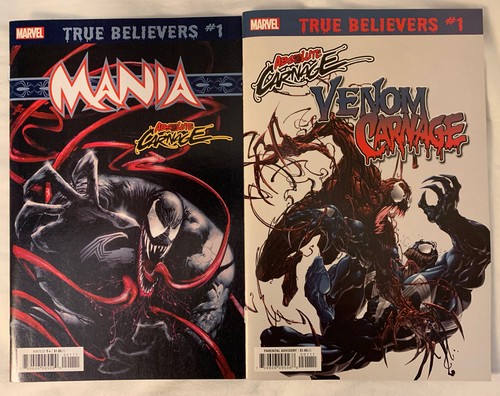 True Believers Absolute Carnage Mania #1 & Venom Carnage #1 Marvel Comics 2019
