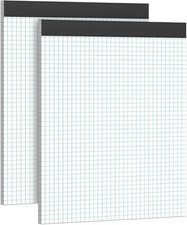 Graph Paper Notebook 8.5 x 11 Grid Paper Pad Quad Ruled, 2 Pack, 30 Sheets pad