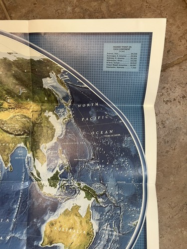 National Geographic Society Map 2008 The World + Satellite View 2-Sided Poster - Picture 12 of 18