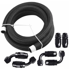 12FT Hose Nylon Stainless Steel Braided CPE Oil Fuel Line 10AN Fittings Kits