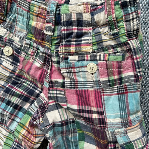 GAP Boys Madras Plaid Cargo Shorts Size 6 Adjustable Patchwork Preppy Y2K - Picture 12 of 19