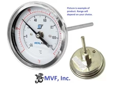 Thermometer 3" Face 6" Stem 50-500°F&C 1/2" NPT Back w/Reset BBQ Pitts 941P4