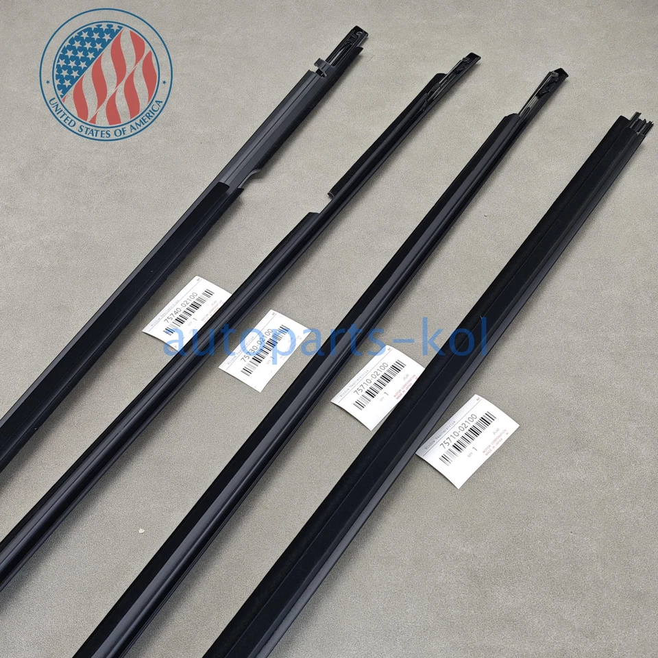 New 4PC Weather Strips Window Moulding Trim For 2003-2008 Toyota Corolla Foto 4 de 4