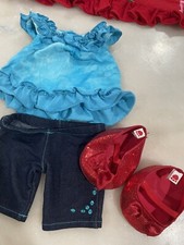 Build a Bear Blue Sequin Top Sequin Pants and Red Glitter Shoes