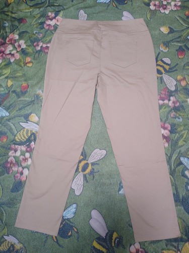 Woman within beige spandex stretch elastic waist pull on tapered leg pants 16W - Picture 2 of 6