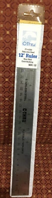 C-Thru Flexible Stainless Steel 12" Ruler Non-Skid Cork Backing MR-12 - New