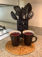 Coffe/Tea Mugs Gibson Elite Matte Black/Red Interior Set Of 2