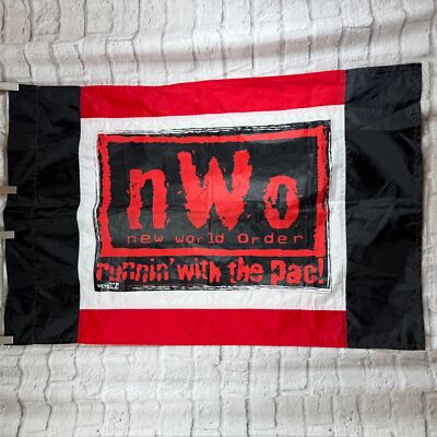 Vintage 1998 Wcw Nwo New World Order Rot Schwarz Fahne Banner 1.1X0.8m Wrestling