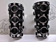 AGALLOCH..   LEATHER STRAPS GAUNTLET. BLACK METAL   (MDLG0029)