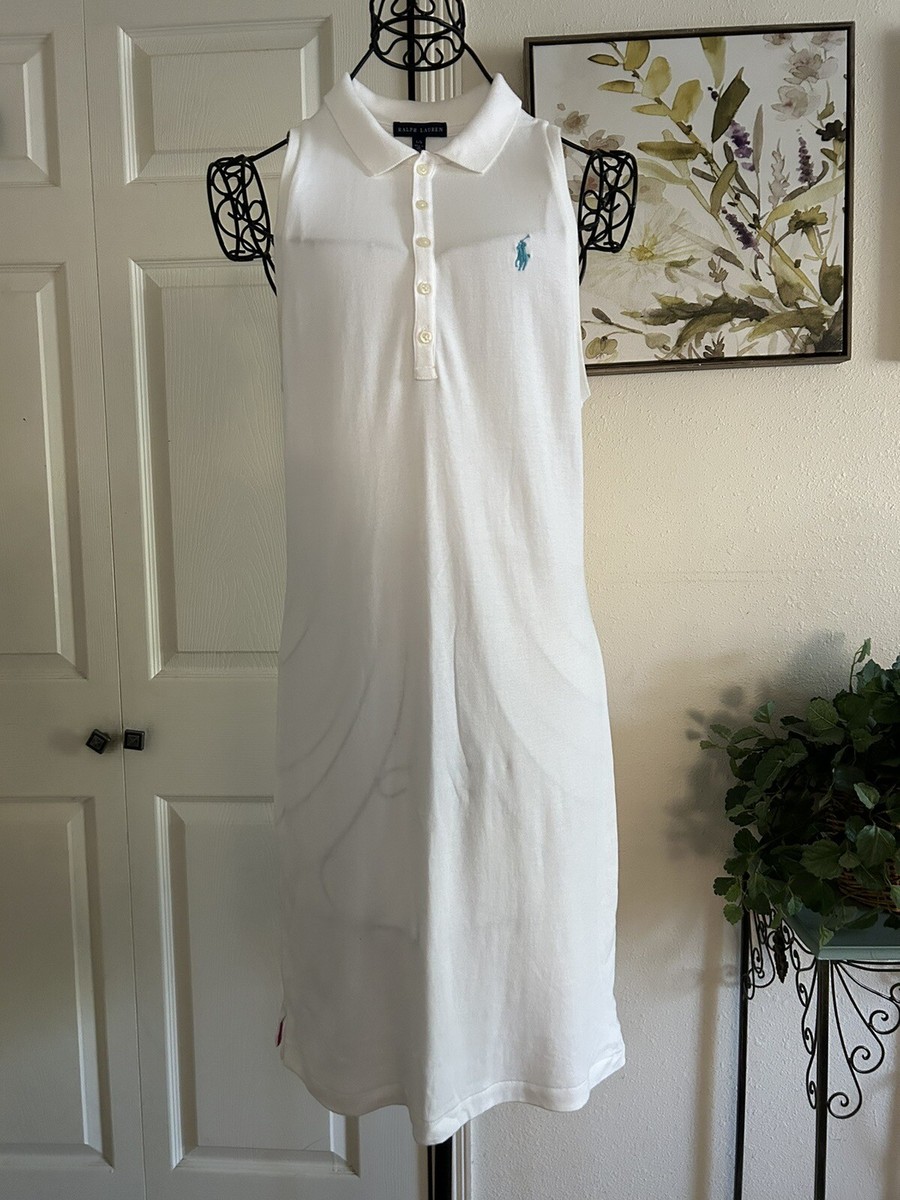 Ralph Lauren Sleeveless Stretch-Cotton Polo Dress - White