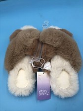  NEW Women's Paris Crossband Fur Slippers - Stars Above Size Brown L 9/10