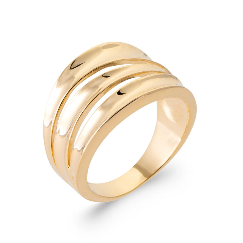 Bague ajourée en plaqué or 18 carats motif ciselé anneau large taille 48-68