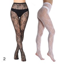 New Womens Lace Patterned Fishnet Tights Bow Floral White & Black Prints UK 6-16