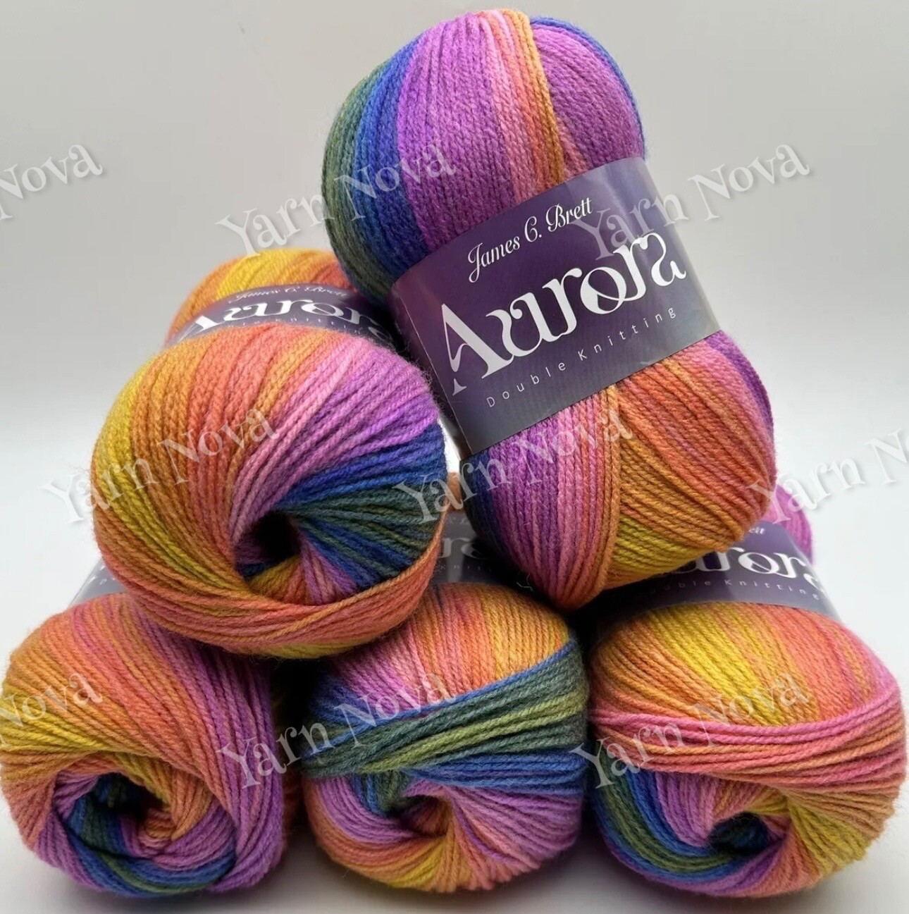 James C Brett Aurora Double Knitting Crochet Yarn Wool - 5x100g Balls - AU13