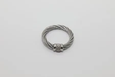 Charriol Stainless Steel & 18k Diamond Cable Ring Size 6 Pre Owned