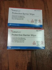 2x CARDINAL HEALTH Essentials ZA40075 Skin Prep Protective Barrier Wipes 75 Ct 