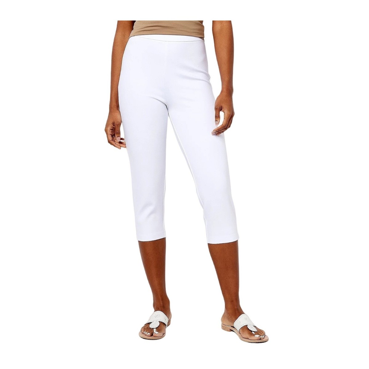 Joan Rivers Regular Signature Knit Capri Pants White XL A496277 | eBay