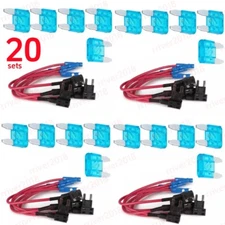 20 Sets Car Add-a-circuit Fuse Holder TAP Adapter 15A ATM/APM Mini Blade Fuse